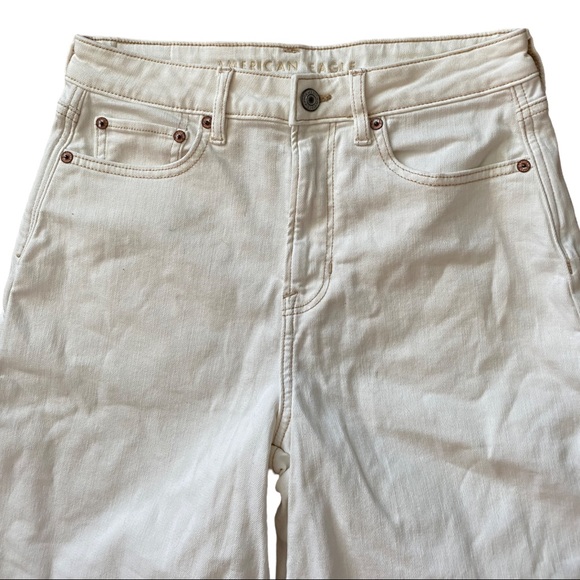 American Eagle White Wide Leg Cropped Jeans 4 Tall - Picture 3 of 10